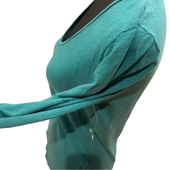 J.Crew. Medium. Green. V-neck. Free w/bundle. Bleach stain, see pics/video! - Picture 8 of 9